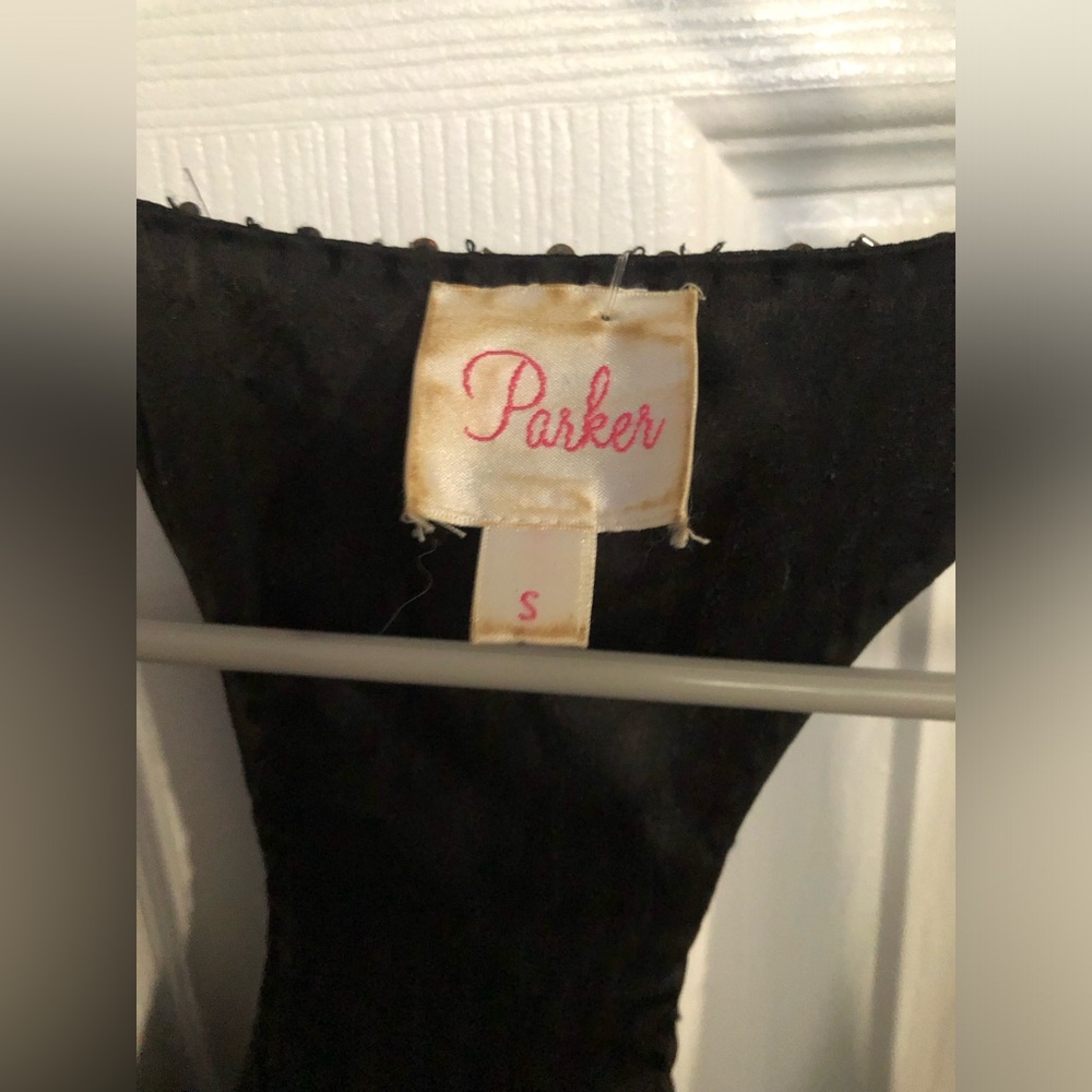 Parker Black Sequin/Beaded Cocktail Silk Dress - Picture 5 of 16